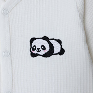 Unisex Yenidoğan Patiksiz Tulum waffle Kumaş Bisiklet Yaka Uzun Kol Patiksiz Paça