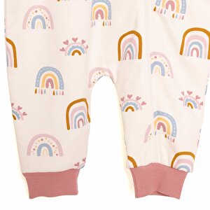 Kız Bebek Uyku Tulum İnterlok Fermuarlı 1  Tog Bisiklet Yaka Uzun Kol Ekru