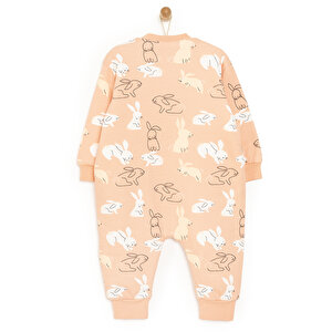 Kız Bebek Uyku Tulum İnterlok Fermuarlı 1  Tog Bisiklet Yaka Uzun Kol