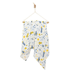 Uzay Desenli Erkek Müslin Battaniye Erkek Bebek Uzay Desenli Erkek Müslin Battaniye Erkek Bebek