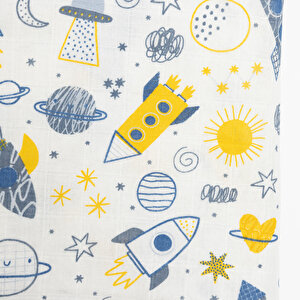 Uzay Desenli Erkek Müslin Battaniye Erkek Bebek Uzay Desenli Erkek Müslin Battaniye Erkek Bebek