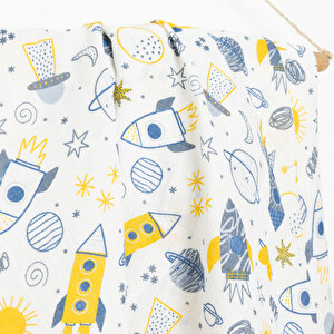 Uzay Desenli Erkek Müslin Battaniye Erkek Bebek Uzay Desenli Erkek Müslin Battaniye Erkek Bebek