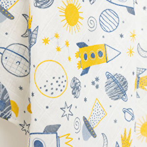 Uzay Desenli Erkek Müslin Battaniye Erkek Bebek Uzay Desenli Erkek Müslin Battaniye Erkek Bebek