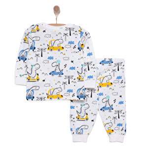 Uzun Kol Bisiklet Yaka Dinazor Desenli Pijama Takımı Uzun Kol Bisiklet Yaka Dinazor Desenli Pijama Takımı
