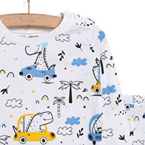 Uzun Kol Bisiklet Yaka Dinazor Desenli Pijama Takımı Uzun Kol Bisiklet Yaka Dinazor Desenli Pijama Takımı