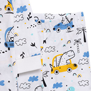Uzun Kol Bisiklet Yaka Dinazor Desenli Pijama Takımı Uzun Kol Bisiklet Yaka Dinazor Desenli Pijama Takımı