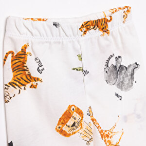 Uzun Kol Safari Desenli Bisiklet Yaka Pijama Takımı