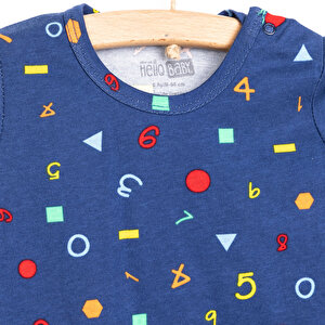 Uzun Kol Sayı Desenli Bisiklet Yaka Pijama Takımı