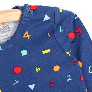 Uzun Kol Sayı Desenli Bisiklet Yaka Pijama Takımı