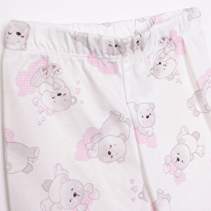 Kız Sevimli Ayı Desenli Uzun Kol Pijama Takımı