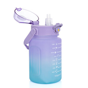 VAGONLİFE 1000 ML SOFT-TOUCH MOTİVASYON SU MATARASI Mor-Mavi