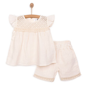 BabyZ Vintage Girl Bluz-Şort, Ekru, 9 Ay