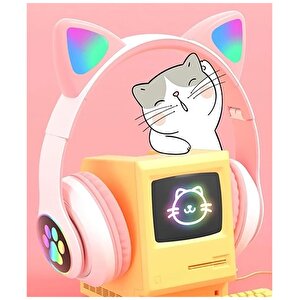 &nbsp;Wireless 5.3 Stereo Peluş Kedili Kulak Üstü Bluetooth Kulaklık Beyaz BTL-44