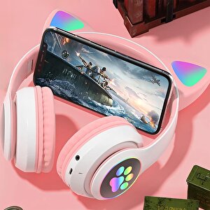 &nbsp;Wireless 5.3 Stereo Peluş Kedili Kulak Üstü Bluetooth Kulaklık Beyaz BTL-44