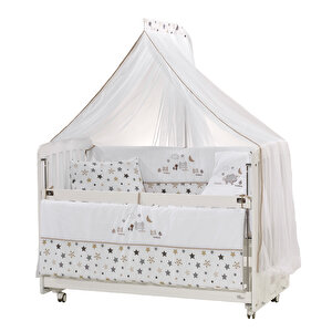 Woody Anne Yanı Ahşap Sallanır ve Asansörlü Beşik Beşik 60x120 cm