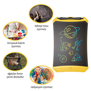 Wicue 8,5" LCD Dijital Mıknatıslı Renkli Çizim Tablet - Sarı