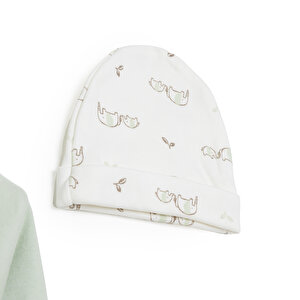 Erkek Bebek Yenidoğan 5'li Askı Hastane Çıkışı %100 Pamuk Çıtçıtlı Bisiklet Yaka Uzun Kol Mint