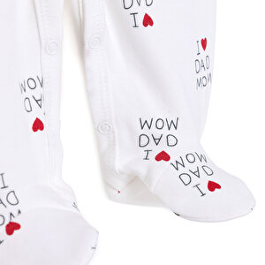 Unisex Yenidoğan Tulum Body Şapka 3'lü Set %100 Pamuk Çıtçıtlı Yaka Uzun Kol Ekru