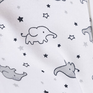 Yenidoğan Bebek Sevimli Fil Kendinden Eldivenli Tulum-Body- Şapka 3lü Set Unisex