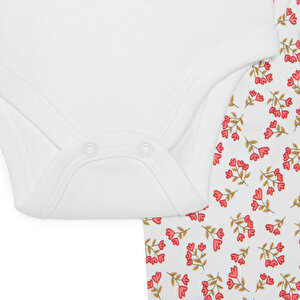 Kız Bebek Body-Patikli Alt-Şapka İnterlok Bisiklet Yaka Uzun Kol Patikli Paça