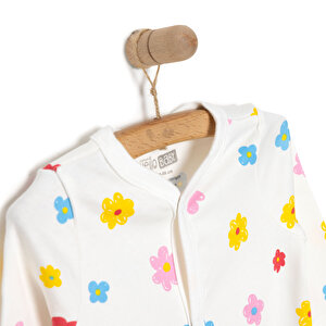 Yenidoğan Çiçek Baskılı Kız Tulum-Şapka Kız Bebek