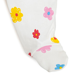 Yenidoğan Çiçek Baskılı Kız Tulum-Şapka Kız Bebek