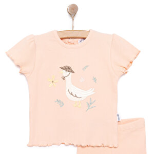 Yenidoğan Cute Duck Tshirt-Patiksiz Alt Kız Bebek Yenidoğan Cute Duck Tshirt-Patiksiz Alt Kız Bebek