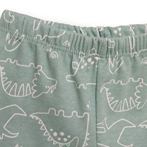 Erkek Bebek 2'li  Nakışlı Patikli Alt İnterlok Hayvan Figürlü Turuncu