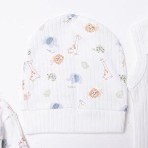 Yenidoğan Erkek Safari Desenli Prematüre Set Erkek Bebek