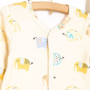 Yenidoğan Fil Baskılı Erkek Tulum-Şapka Erkek Bebek Yenidoğan Fil Baskılı Erkek Tulum-Şapka Erkek Bebek