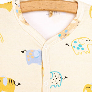 Yenidoğan Fil Baskılı Erkek Tulum-Şapka Erkek Bebek Yenidoğan Fil Baskılı Erkek Tulum-Şapka Erkek Bebek