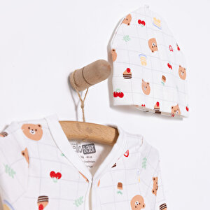 Yenidoğan Hayvanlar Baskılı Kız Tulum-Şapka Kız Bebek