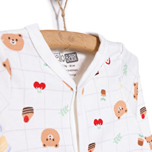 Yenidoğan Hayvanlar Baskılı Kız Tulum-Şapka Kız Bebek