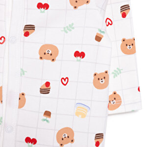 Yenidoğan Hayvanlar Baskılı Kız Tulum-Şapka Kız Bebek