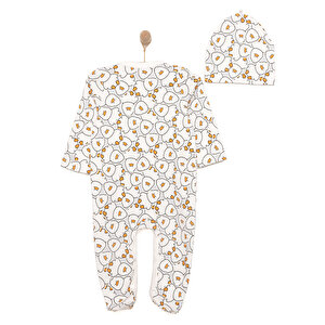 Yenidoğan Hayvanlar Baskılı Kız Tulum-Şapka Kız Bebek Yenidoğan Hayvanlar Baskılı Kız Tulum-Şapka Kız Bebek