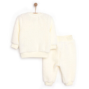 Yenidoğan Kadife Sweatshirt-Patiksiz Alt 2li Takım Kız Bebek