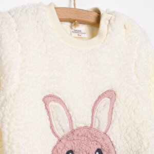 Yenidoğan Kadife Sweatshirt-Patiksiz Alt 2li Takım Kız Bebek