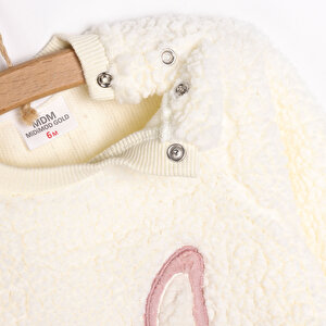 Yenidoğan Kadife Sweatshirt-Patiksiz Alt 2li Takım Kız Bebek