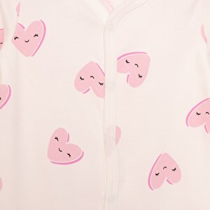 Yenidoğan Kalp Baskılı Kız Tulum-Şapka Kız Bebek Yenidoğan Kalp Baskılı Kız Tulum-Şapka Kız Bebek