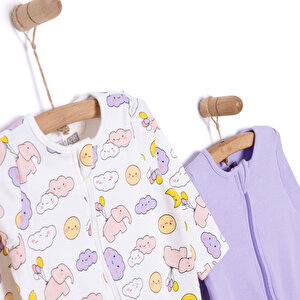 Kız Bebek Yenidoğan 2'li Patikli Tulum %100 Pamuk Fermuarlı Bisiklet Yaka Uzun Kol Ekru Kız Bebek Yenidoğan 2'li Patikli Tulum %100 Pamuk Fermuarlı Bisiklet Yaka Uzun Kol Ekru