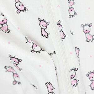 Kız Bebek 2'li Yenidoğan Patikli Tulum %100 Kumaş Fermuarlı Bisiklet Yaka Uzun Kol Pembe