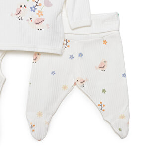 Yenidoğan Kız Kuş Desenli Prematüre Set Kız Bebek Yenidoğan Kız Kuş Desenli Prematüre Set Kız Bebek