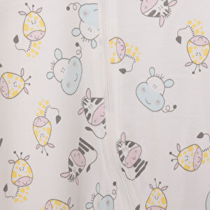 Kız Bebek Yenidoğan 2'li Patikli Tulum %100 Pamuk Fermuarlı Bisiklet Yaka Uzun Kol Ekru