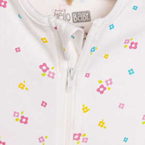 Kız Bebek Yenidoğan Patikli Tulum%100 Pamuk Fermuarlı Ekru Kız Bebek Yenidoğan Patikli Tulum%100 Pamuk Fermuarlı Ekru