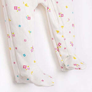 Kız Bebek Yenidoğan Patikli Tulum%100 Pamuk Fermuarlı Ekru Kız Bebek Yenidoğan Patikli Tulum%100 Pamuk Fermuarlı Ekru