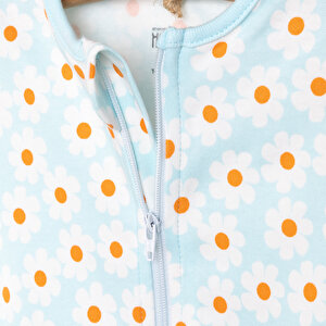 Kız Bebek Yenidoğan Patikli Tulum %100 Pamuk Fermuarlı Bisiklet Yaka Uzun Kol Açık Mavi Kız Bebek Yenidoğan Patikli Tulum %100 Pamuk Fermuarlı Bisiklet Yaka Uzun Kol Açık Mavi