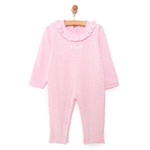 Kız Bebek Triko Patiksiz Tulum Çıtçıtlı Pembe