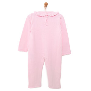 Kız Bebek Triko Patiksiz Tulum Çıtçıtlı Pembe