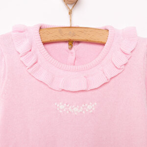 Kız Bebek Triko Patiksiz Tulum Çıtçıtlı Pembe