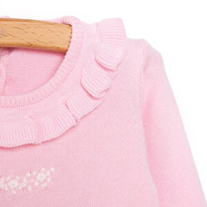 Kız Bebek Triko Patiksiz Tulum Çıtçıtlı Pembe